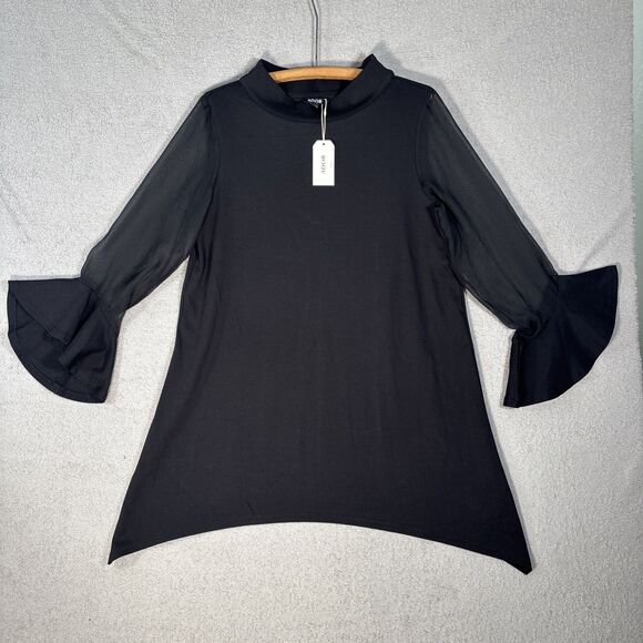 NWT Ador Women’s M Chiffon Modal High Neck Flare Cuff Blouse Witchy Goth Vampire - Picture 1 of 13
